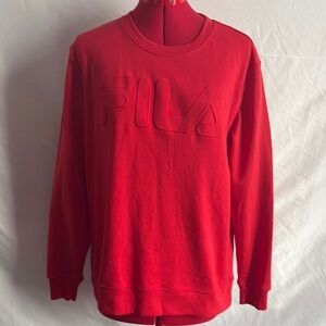 Fila Red Crew Neck Sweater with Tonal Design LL200